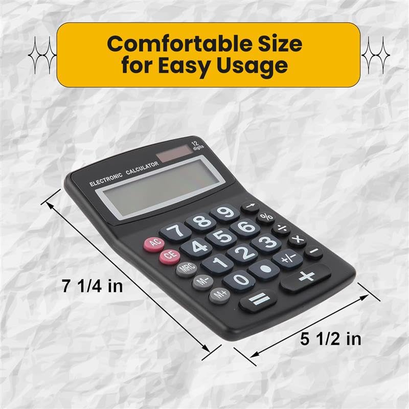 Lily's Home Lily' Home Jumbo 12 Digit with Solar Power, Large LCD Display - Desktop Calculator, Dual Power, Large Button Design, Battery Operation, Easy-to-Read Tilted, for Home, Office, School, Class & Business - Image 2